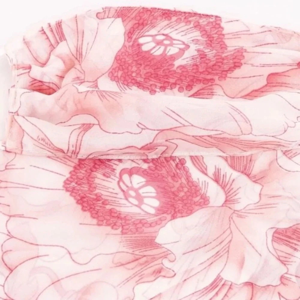 Floral Face Mask & Scarf Adjustable Ear Strips 4 A Comfortable Fit 100% Chiffon